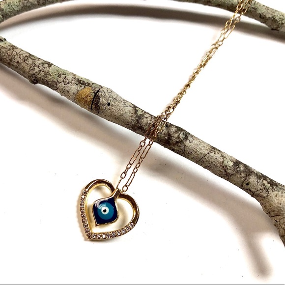 Evil Eye Necklace, Hamsa, Heart, Protection, Boho - Picture 2 of 9
